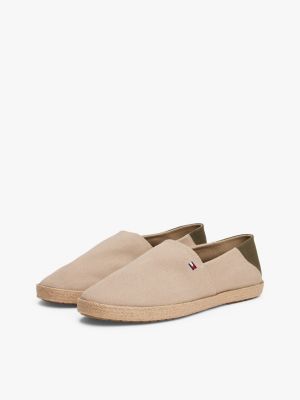 espadrilles crantées à drapeau brodé rose pour hommes tommy hilfiger