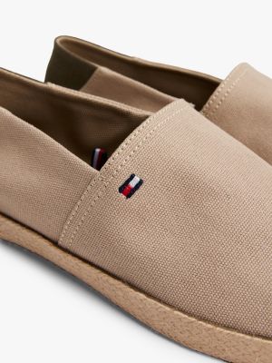 espadrilles crantées à drapeau brodé rose pour hommes tommy hilfiger