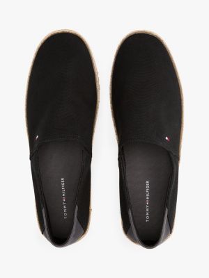 zwart espadrille met profiel en geborduurde vlag voor heren - tommy hilfiger