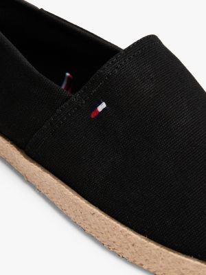 schwarz espadrille mit profil und aufgestickter flag für herren - tommy hilfiger