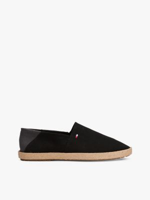 espadrilles crantées à drapeau brodé black pour hommes tommy hilfiger