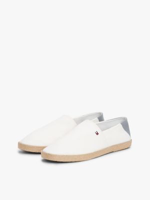 espadrilles crantées à drapeau brodé blanc pour hommes tommy hilfiger