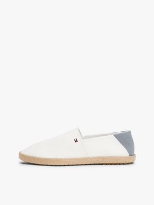 espadrilles crantées à drapeau brodé blanc pour hommes tommy hilfiger