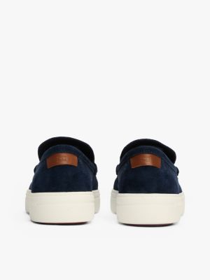 blau slipper-loafer aus wildleder mit branding für herren - tommy hilfiger