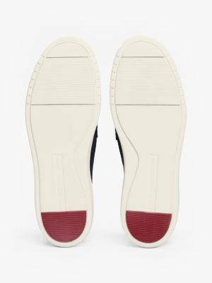 blau slipper-loafer aus wildleder mit branding für herren - tommy hilfiger