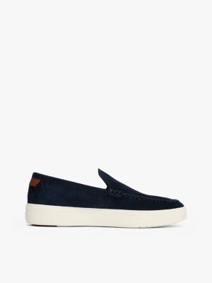 blue signature slip-on suede loafers for men tommy hilfiger