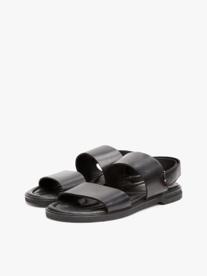 black double strap signature leather sandals for men tommy hilfiger