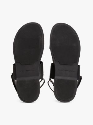 black double strap signature leather sandals for men tommy hilfiger