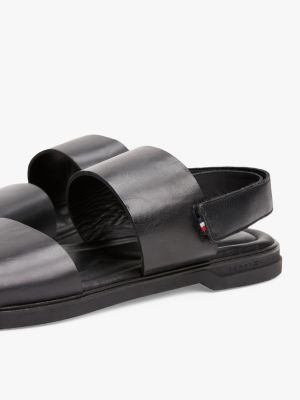 black double strap signature leather sandals for men tommy hilfiger