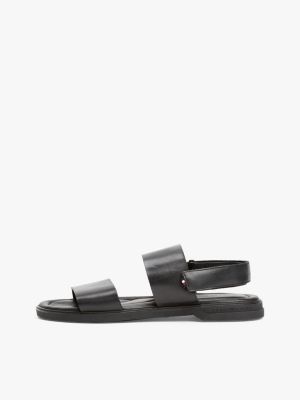 black double strap signature leather sandals for men tommy hilfiger