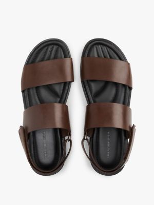 multi double strap signature leather sandals for men tommy hilfiger