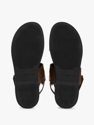 multi double strap signature leather sandals for men tommy hilfiger