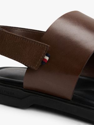 multi double strap signature leather sandals for men tommy hilfiger