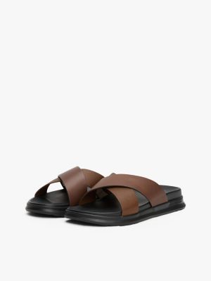 multi crossover strap leather sandals for men tommy hilfiger