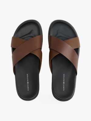 multi crossover strap leather sandals for men tommy hilfiger