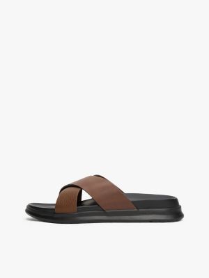 multi crossover strap leather sandals for men tommy hilfiger