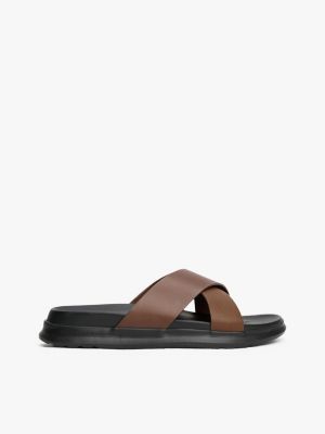 multi crossover strap leather sandals for men tommy hilfiger