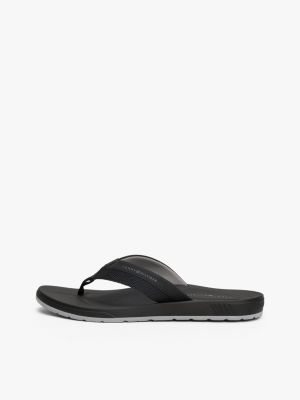 black contrast texture logo strap flip flops for men tommy hilfiger