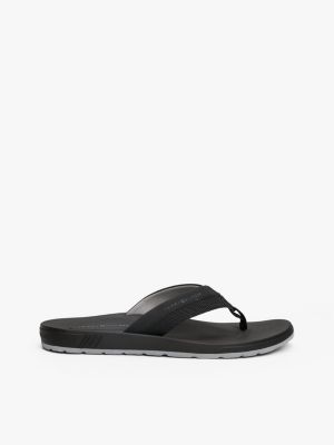 black contrast texture logo strap flip flops for men tommy hilfiger