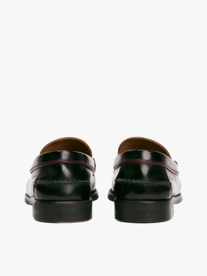 black debossed logo patent leather loafers for men tommy hilfiger