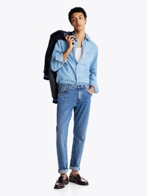 bruin loafer van lakleer met reliëflogo voor heren - tommy hilfiger