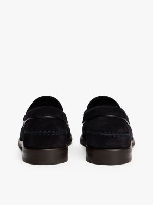 mocassins en cuir à logo bleu pour hommes tommy hilfiger