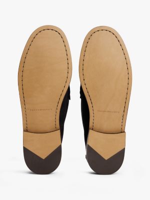 mocassins en cuir à logo bleu pour hommes tommy hilfiger