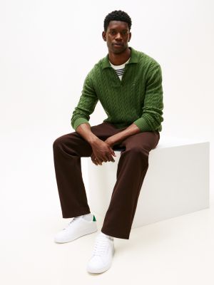 white logo court trainers with leather for men tommy hilfiger