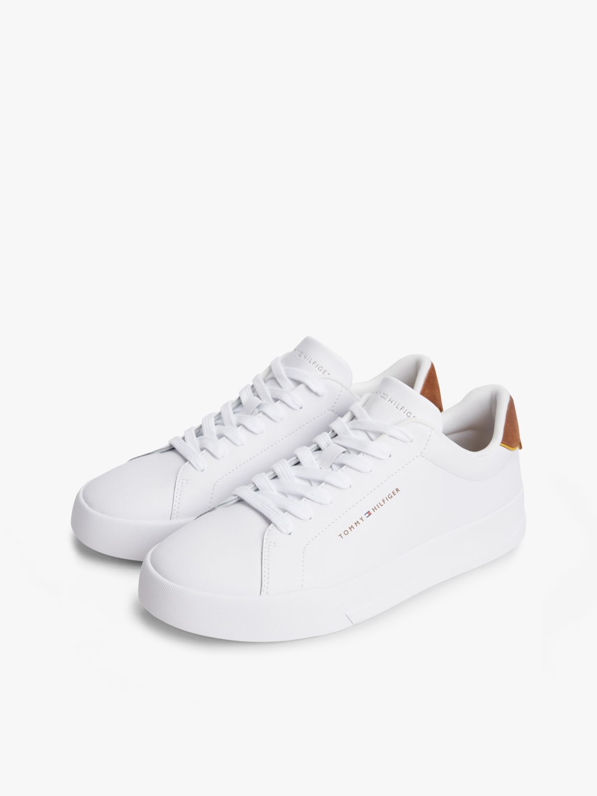 Contrast Heel Court Trainers With Leather — Multi