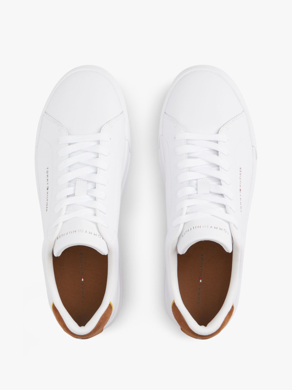 Contrast Heel Court Trainers With Leather — Multi