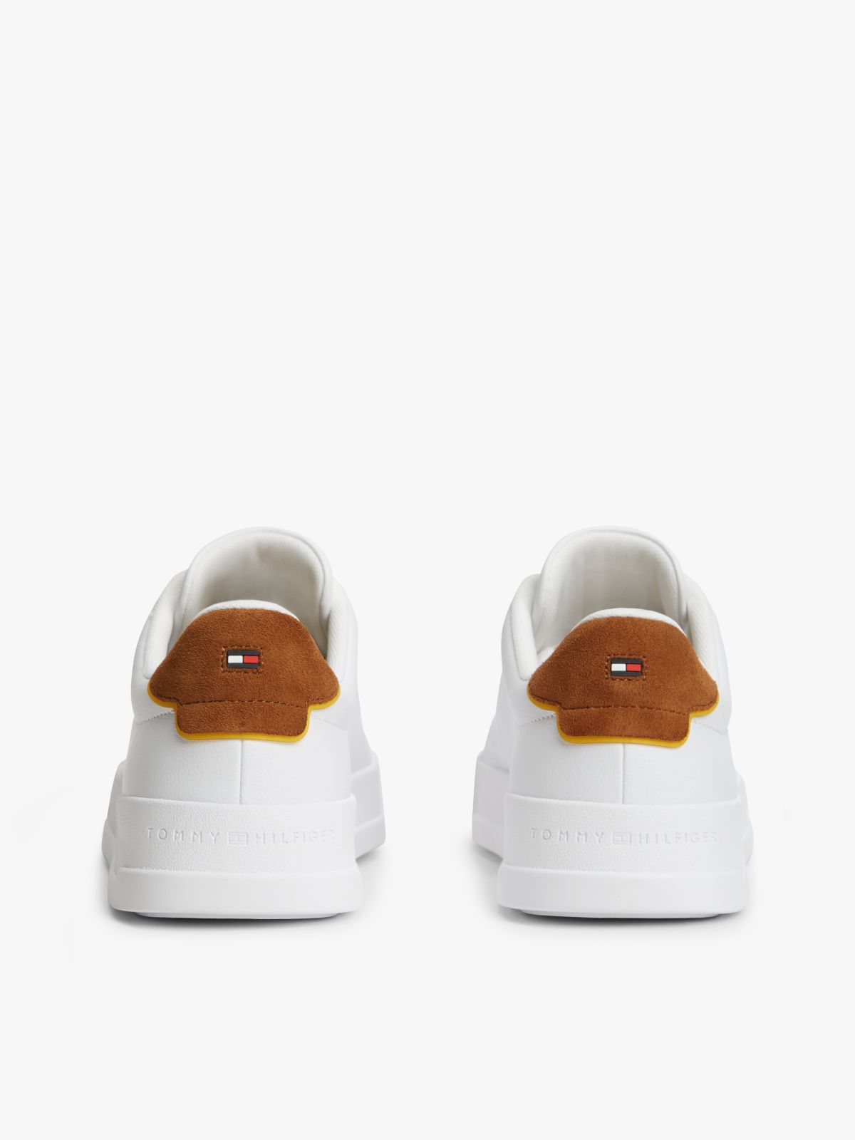 Contrast Heel Court Trainers With Leather — Multi