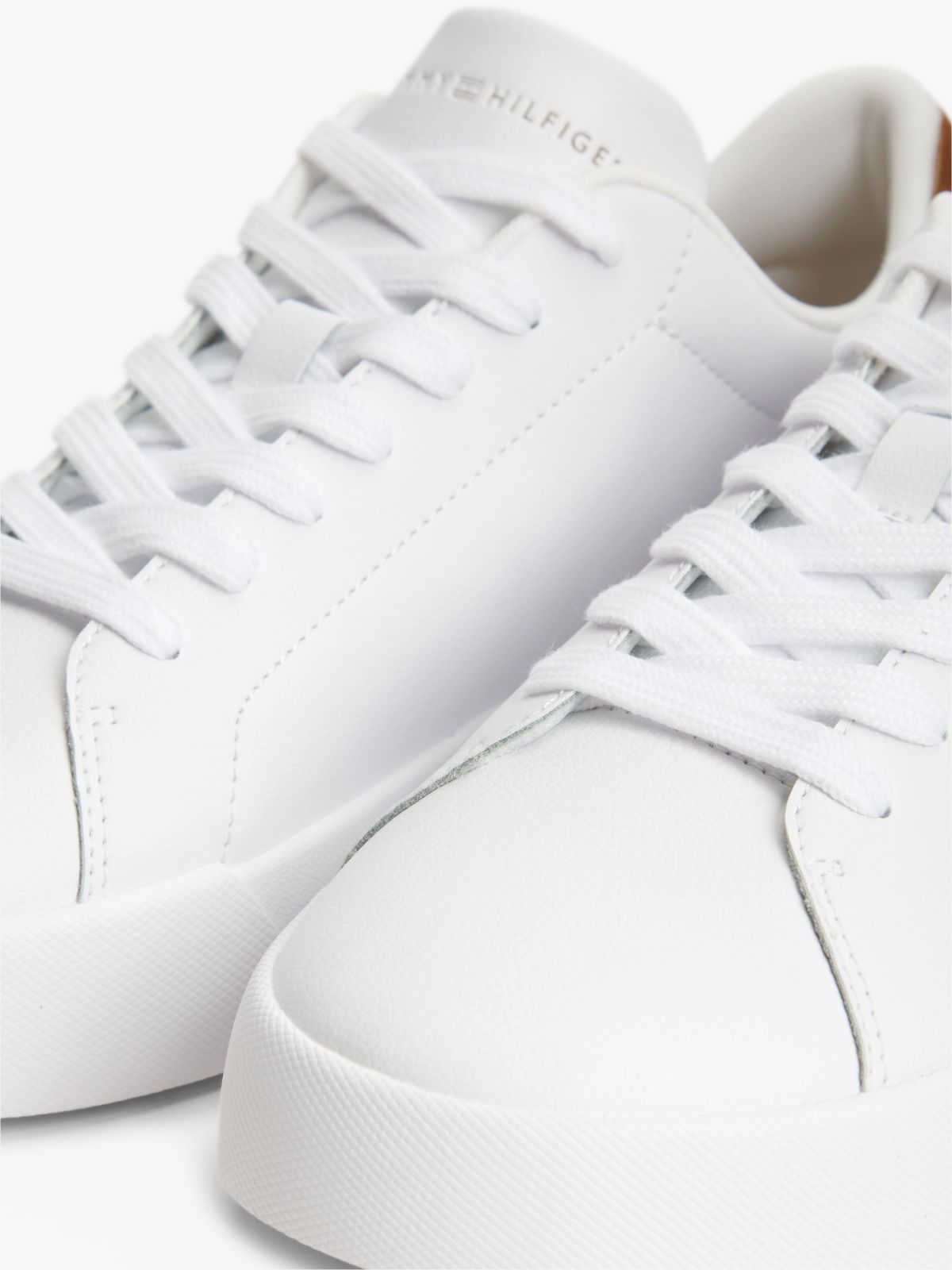 Contrast Heel Court Trainers With Leather — Multi