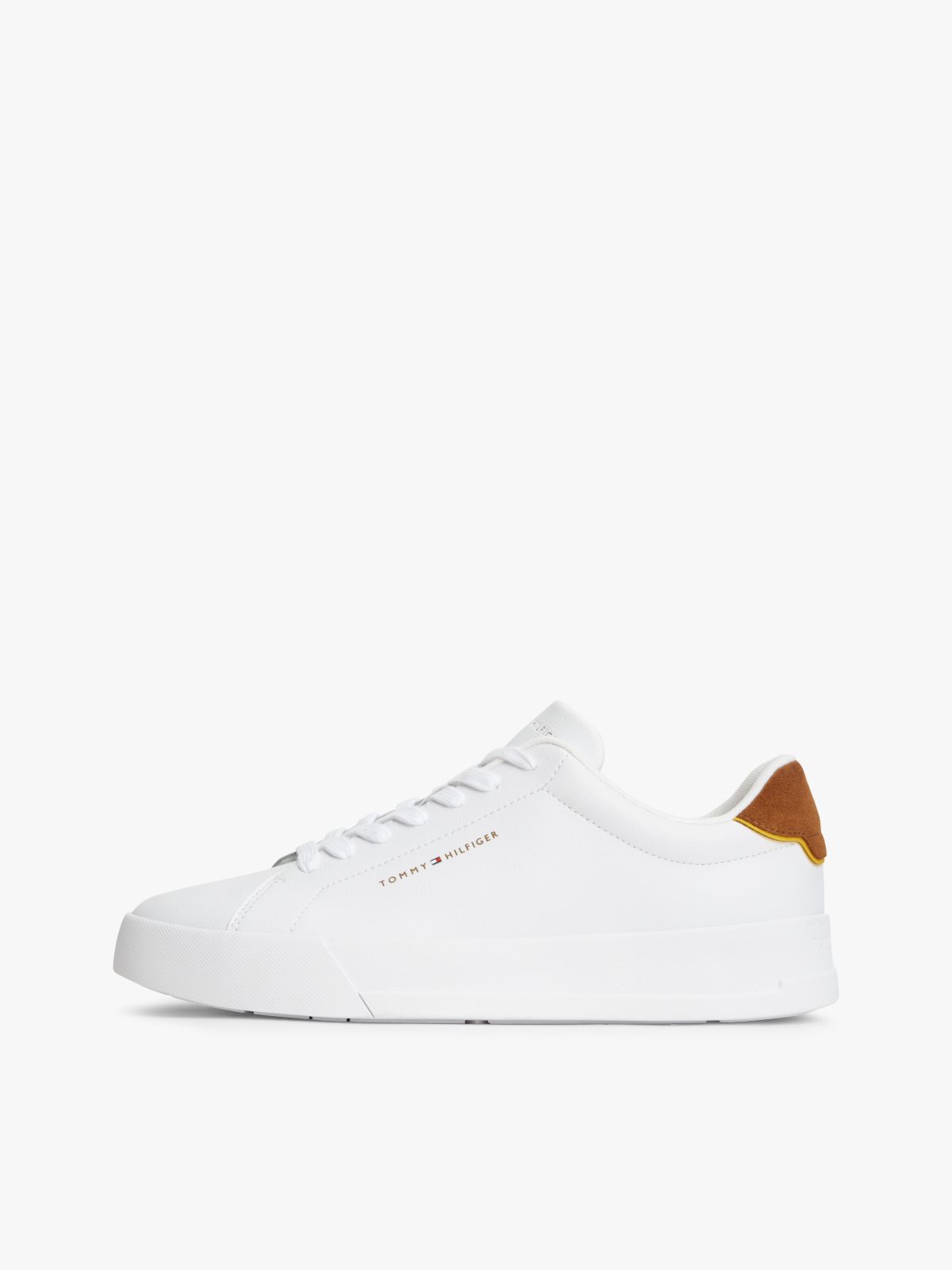 Contrast Heel Court Trainers With Leather — Multi
