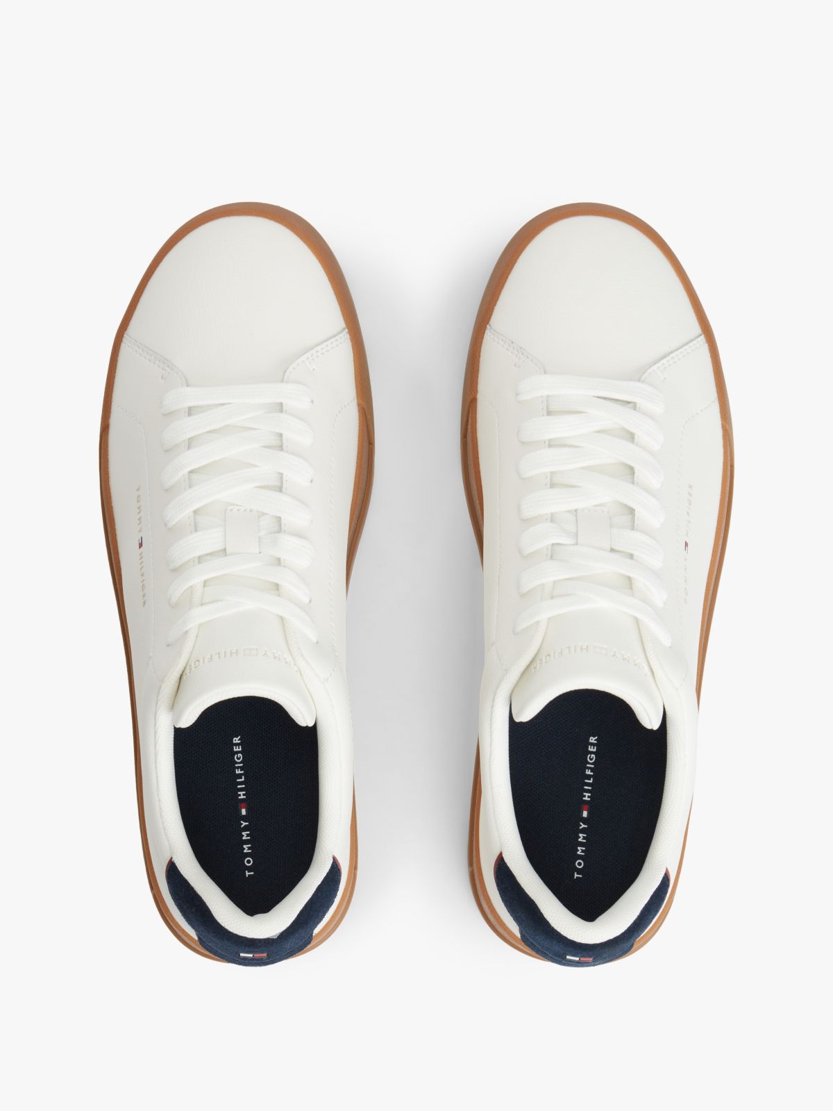 Contrast Heel Court Trainers With Leather — Multi