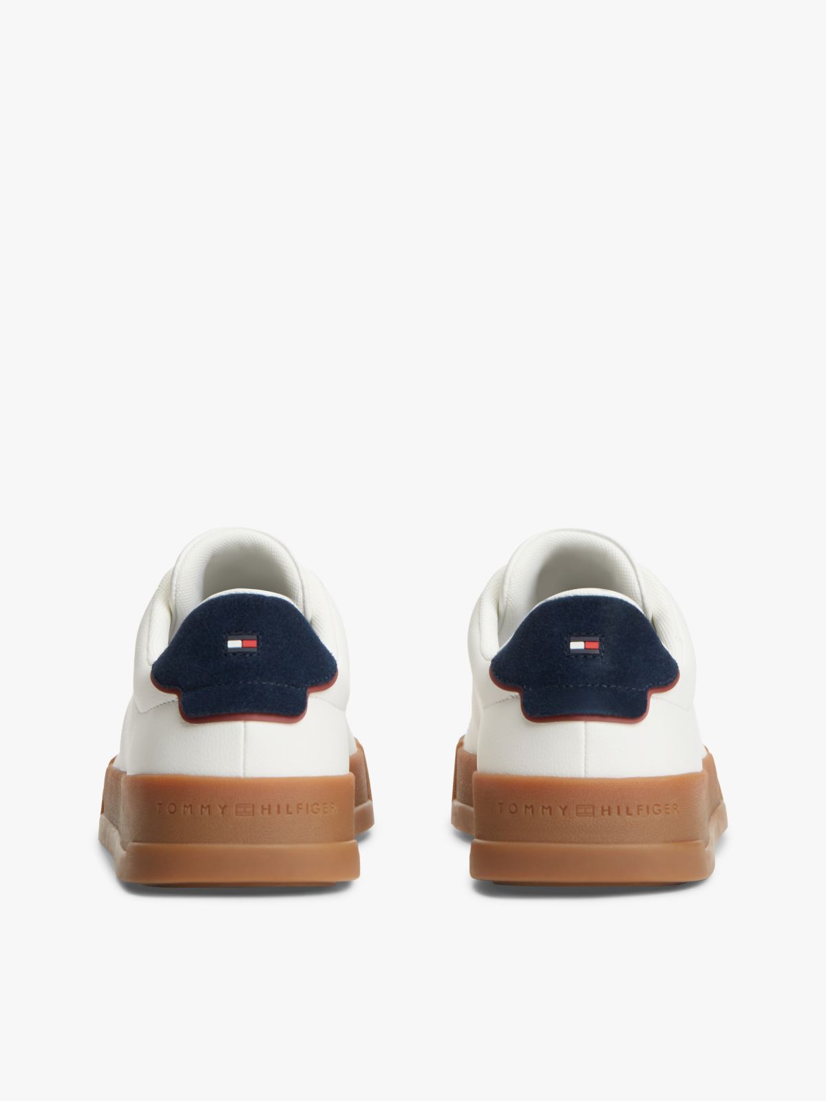 Contrast Heel Court Trainers With Leather — Multi