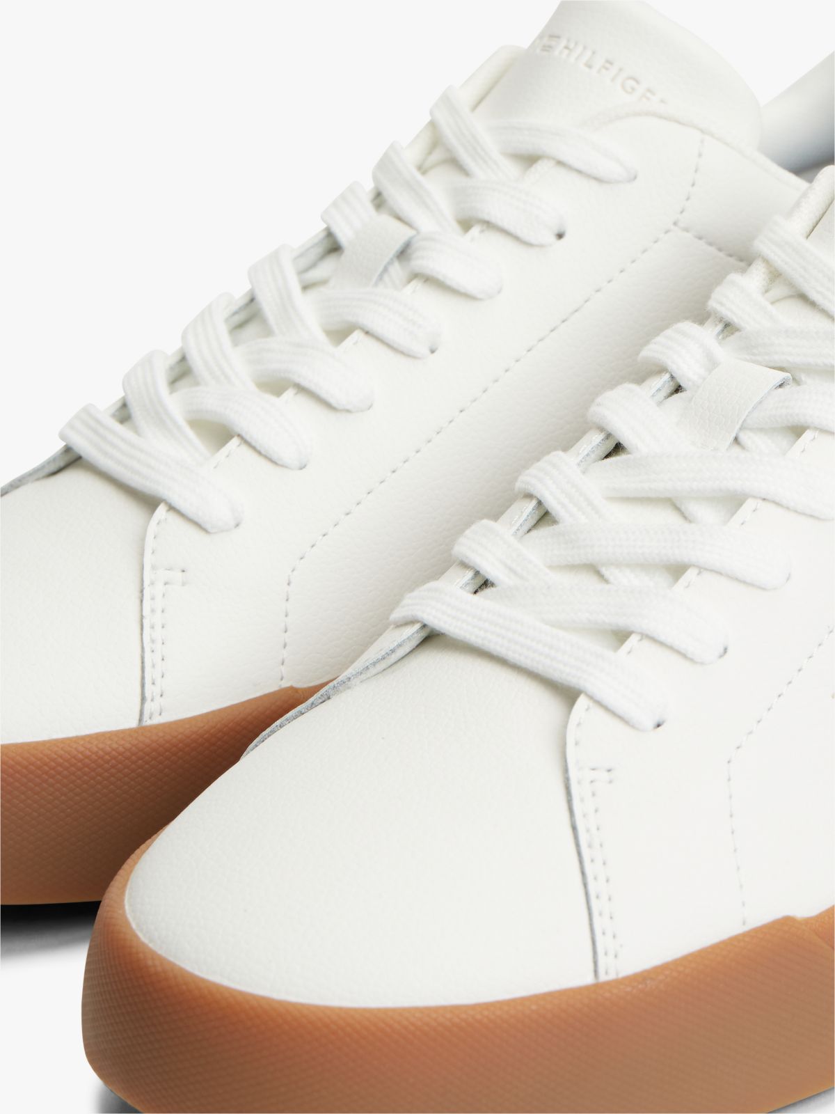 Contrast Heel Court Trainers With Leather — Multi