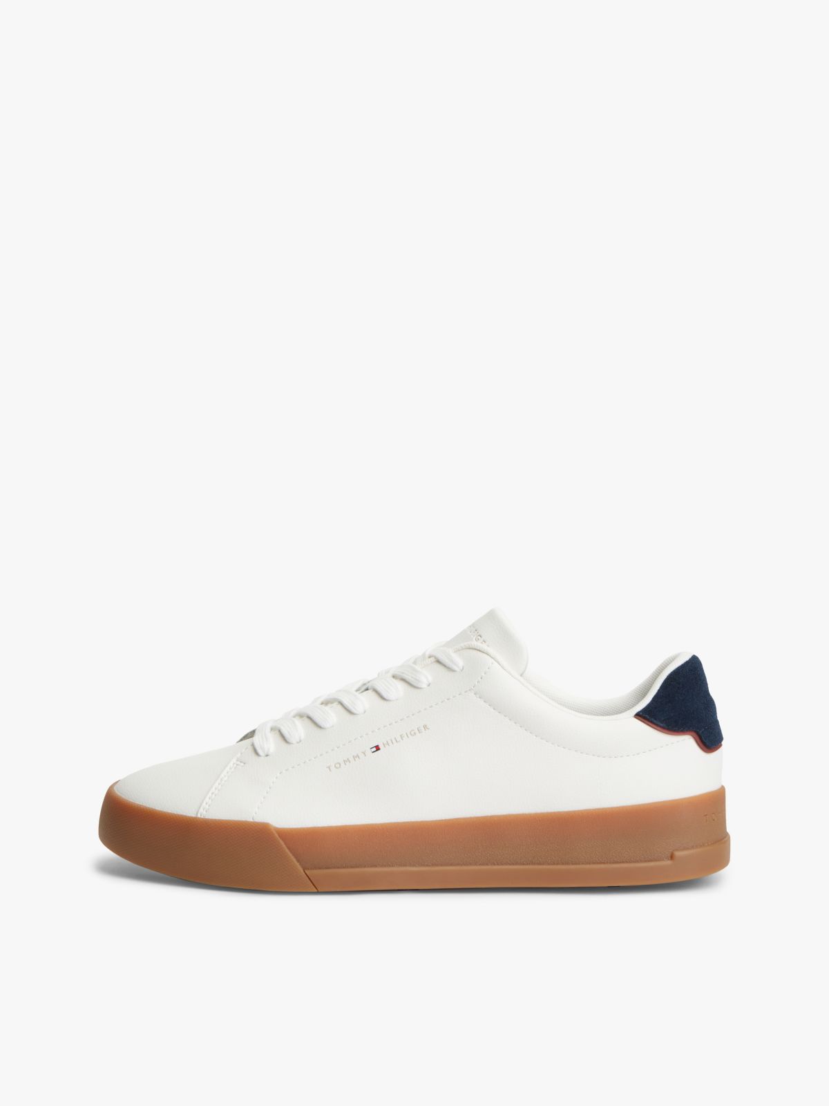 Contrast Heel Court Trainers With Leather — Multi