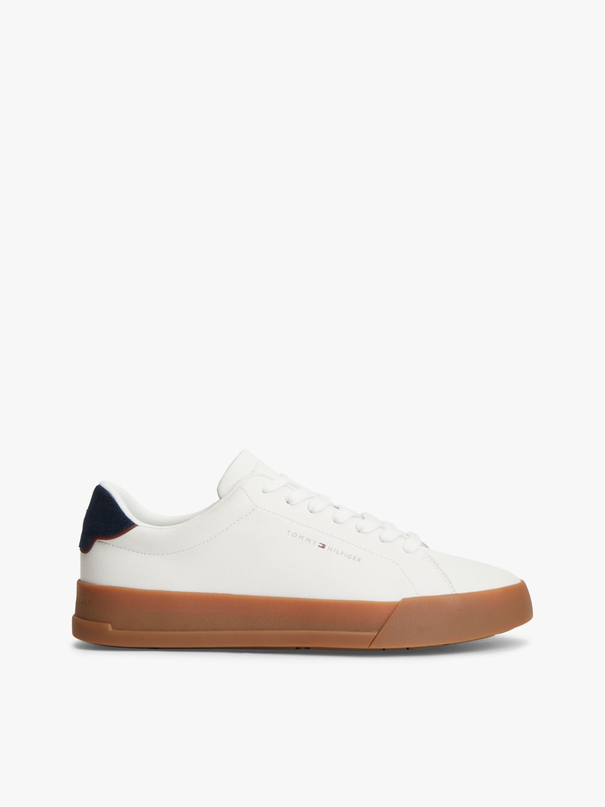 Contrast Heel Court Trainers With Leather — Multi
