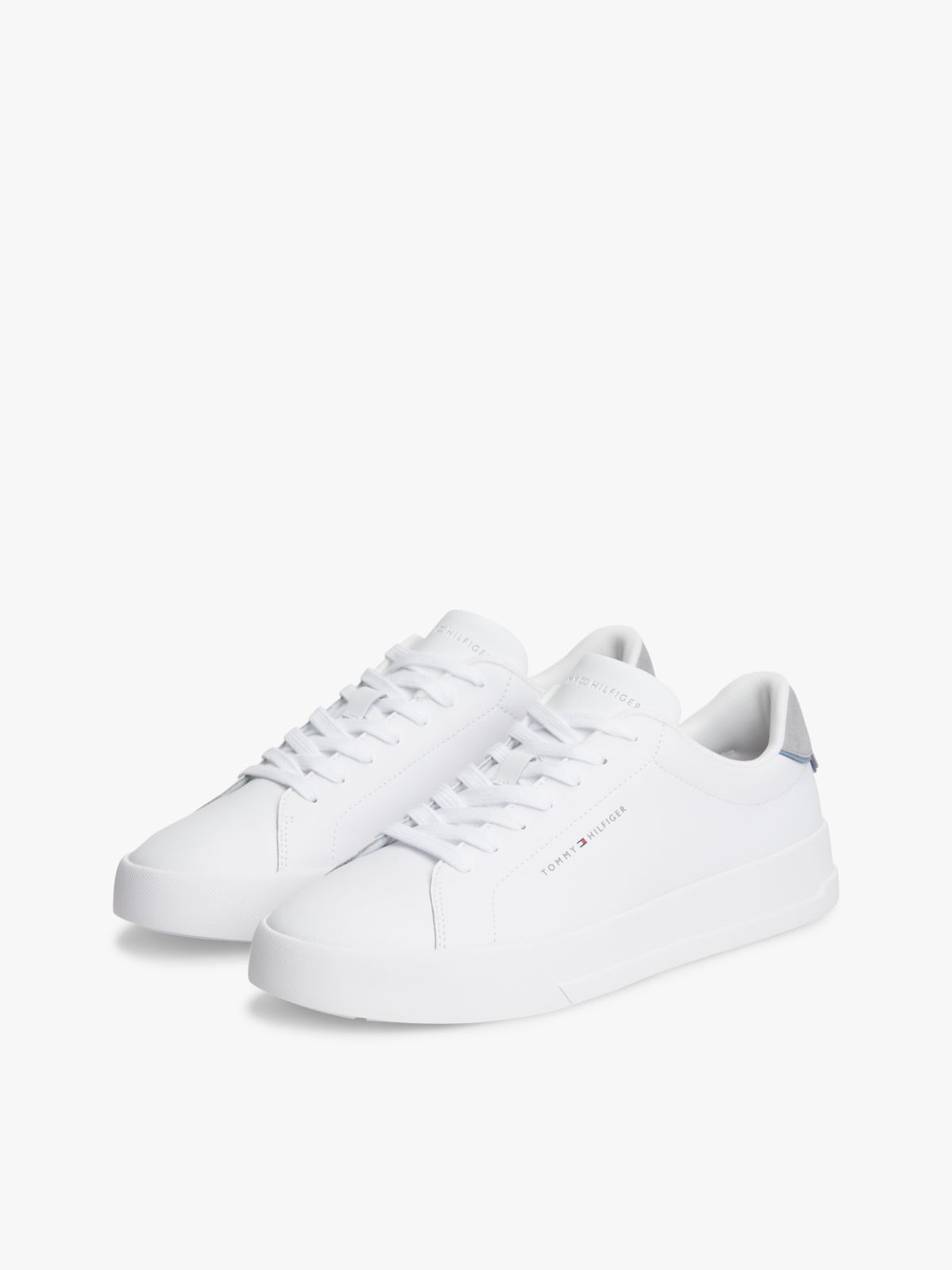 Contrast Heel Court Trainers With Leather — Multi
