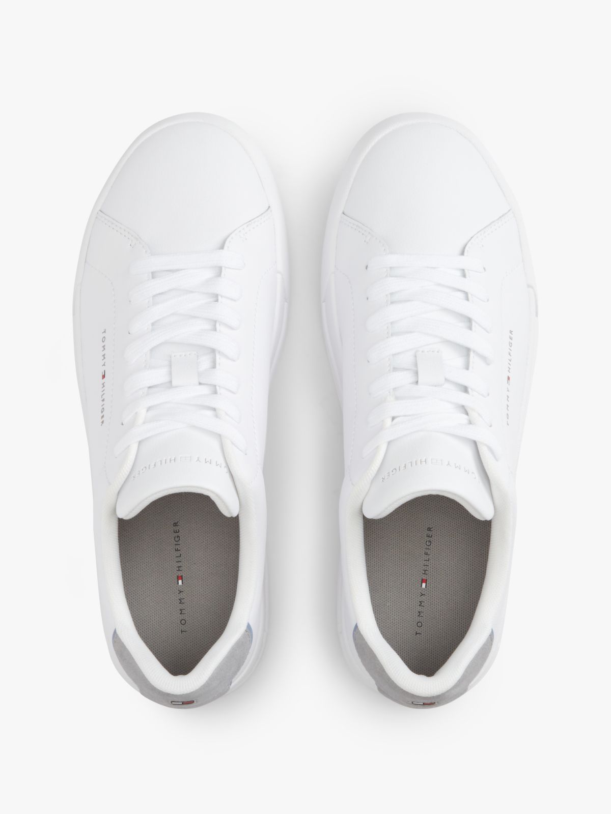 Contrast Heel Court Trainers With Leather — Multi