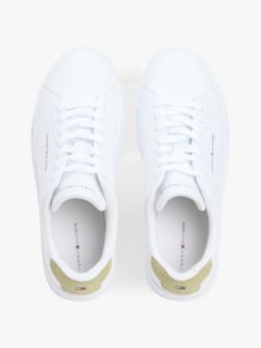 Contrast Heel Court Trainers With Leather — White 3