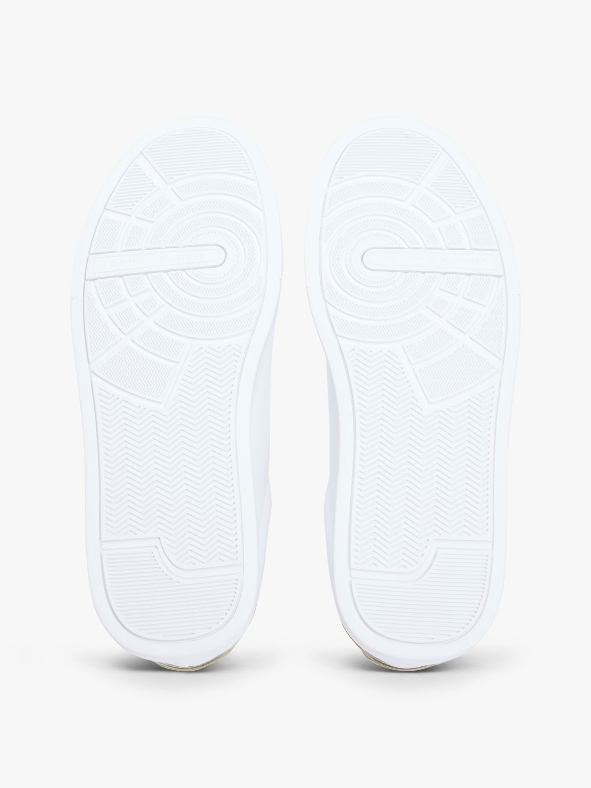 Contrast Heel Court Trainers With Leather — White