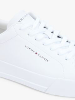 Contrast Heel Court Trainers With Leather — White 6