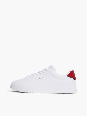 baskets avec cuir à talon contrasté blanc pour hommes tommy hilfiger