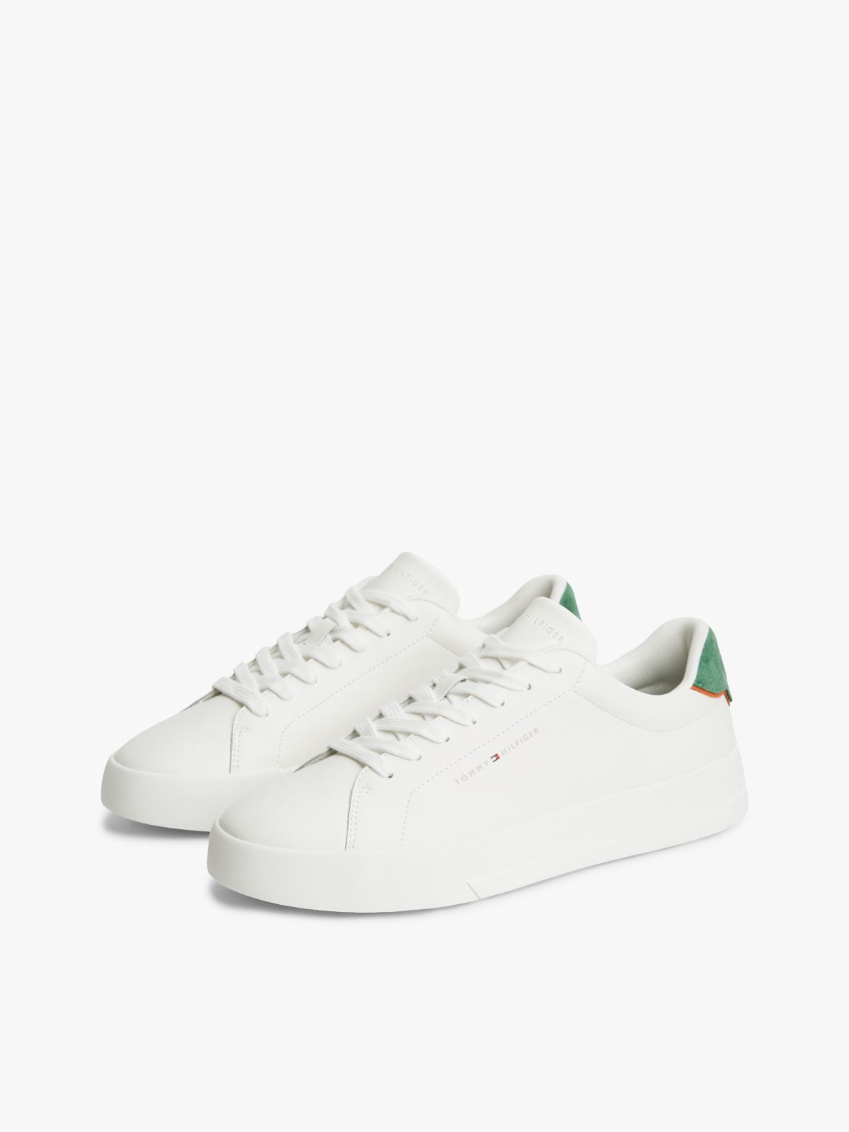 Contrast Heel Court Trainers With Leather — Multi