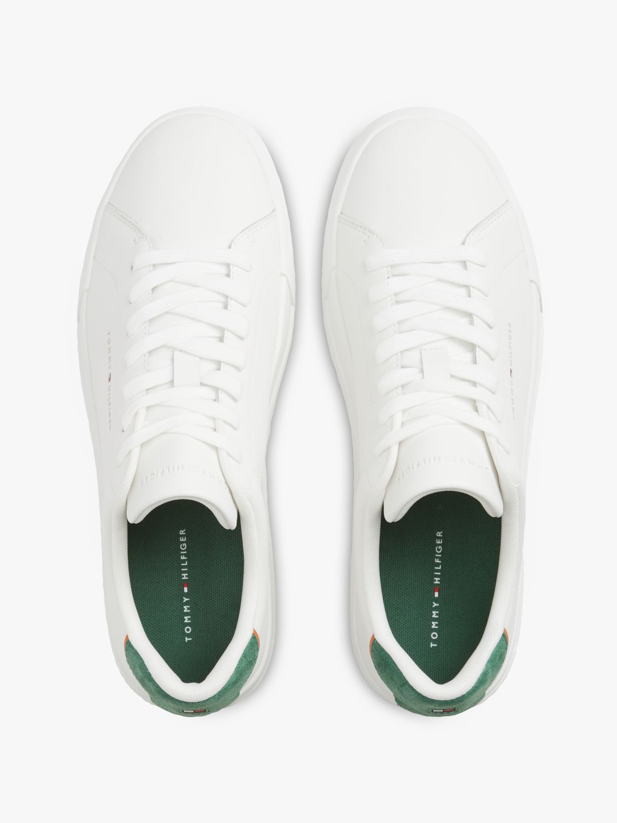 Contrast Heel Court Trainers With Leather — Multi