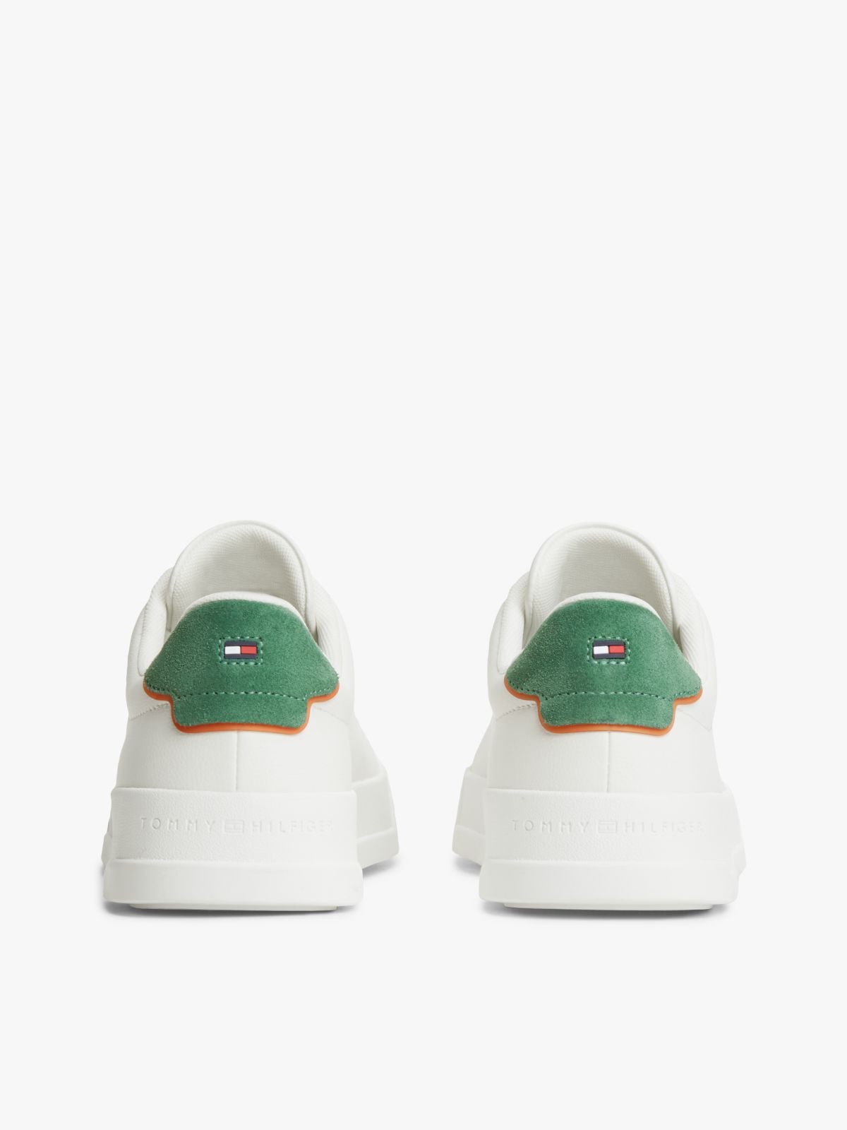 Contrast Heel Court Trainers With Leather — Multi