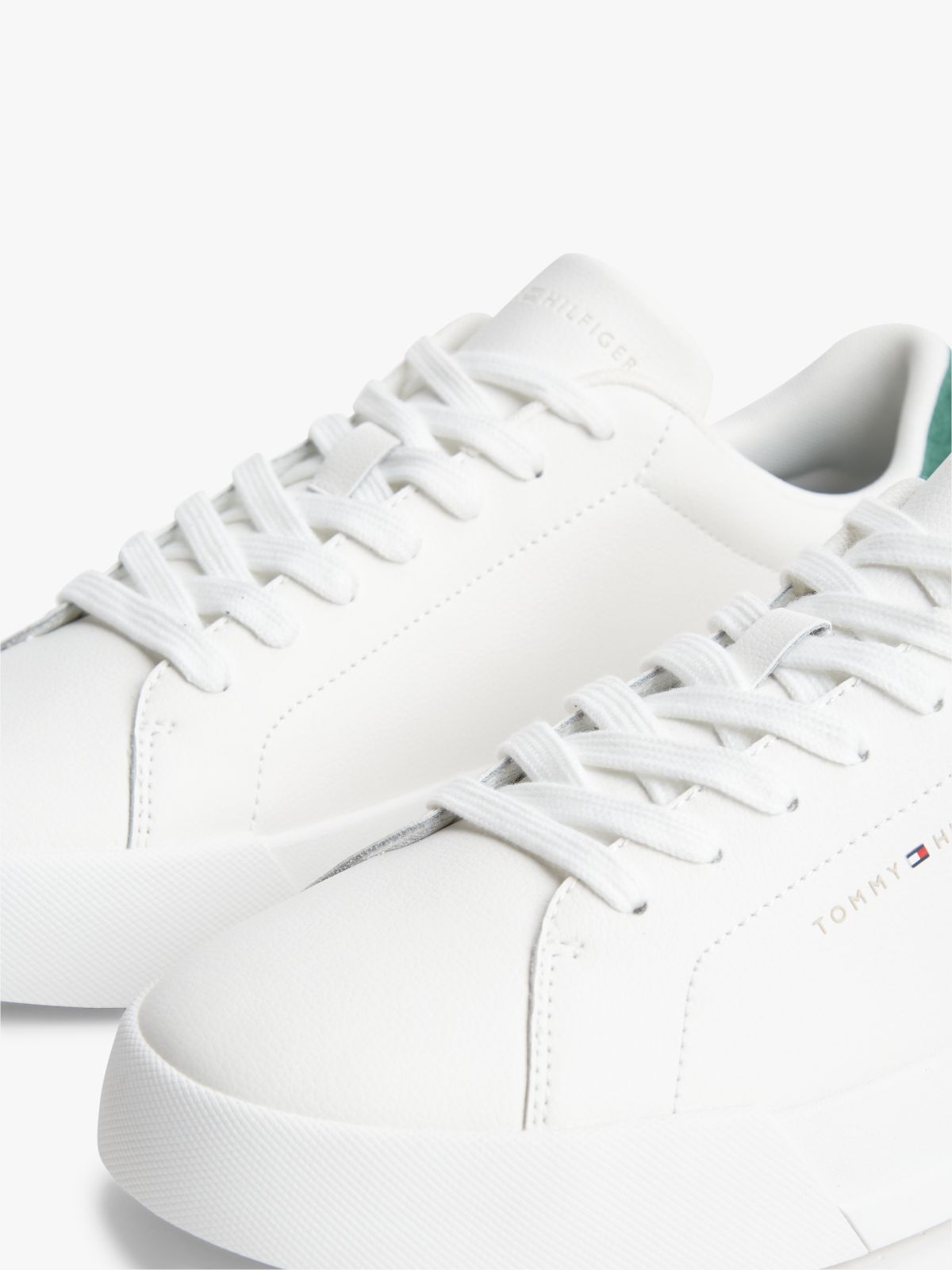 Contrast Heel Court Trainers With Leather — Multi