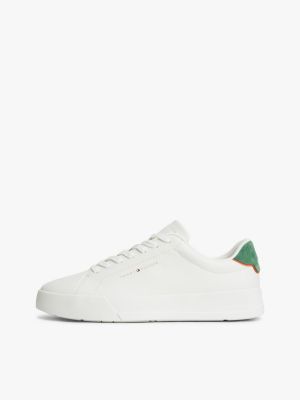 zapatillas de tenis en piel con logo multicolor de hombres tommy hilfiger