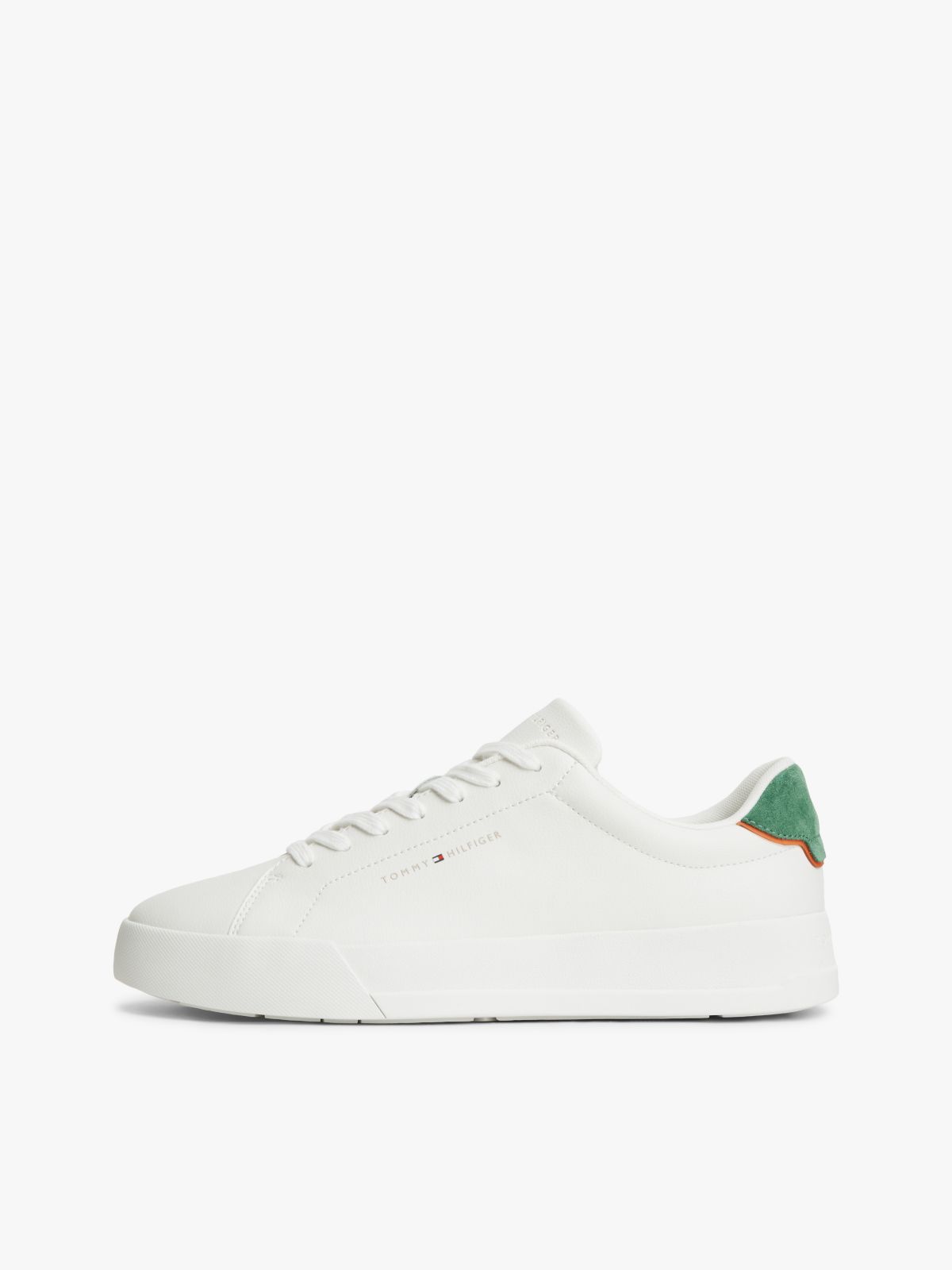 Contrast Heel Court Trainers With Leather — Multi